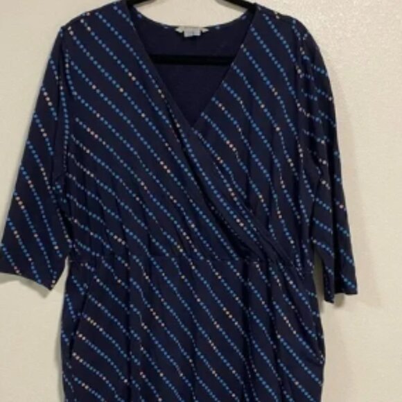 Boden Cressida Faux Wrap Dress in Blue with Polka Dots Plus Size 16R - Picture 1 of 8